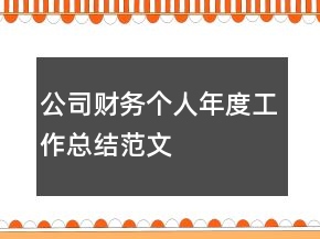 公司財(cái)務(wù)個人年度工作總結(jié)范文