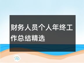 財務(wù)人員個人年終工作總結(jié)精選