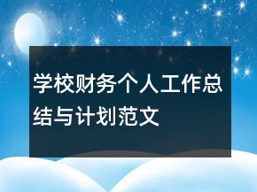 學校財務個人工作總結與計劃范文