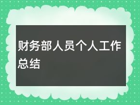 財務(wù)部人員個人工作總結(jié)