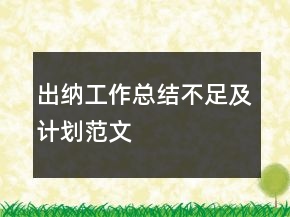 出納工作總結(jié)不足及計(jì)劃范文