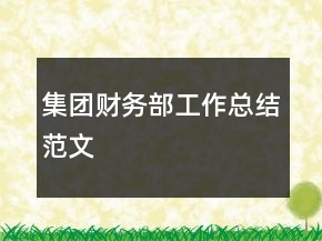 集團財務部工作總結范文