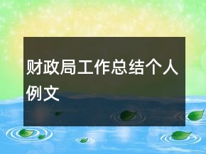 財(cái)政局工作總結(jié)個(gè)人例文