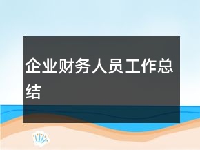 企業(yè)財(cái)務(wù)人員工作總結(jié)