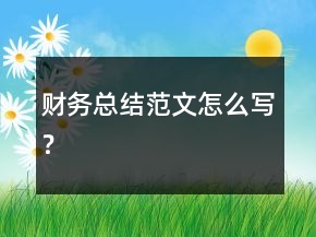 財務總結范文怎么寫？