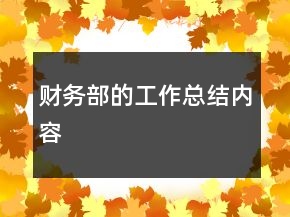 財(cái)務(wù)部的工作總結(jié)內(nèi)容