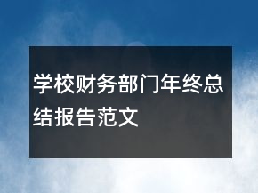 學(xué)校財(cái)務(wù)部門年終總結(jié)報(bào)告范文