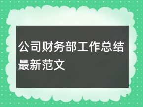 公司財務部工作總結最新范文