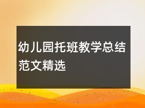 幼兒園托班教學總結(jié)范文精選