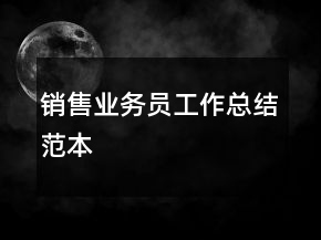 銷(xiāo)售業(yè)務(wù)員工作總結(jié)范本