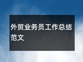 外貿(mào)業(yè)務(wù)員工作總結(jié)范文