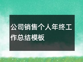 公司銷(xiāo)售個(gè)人年終工作總結(jié)模板