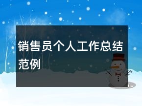銷售員個人工作總結(jié)范例
