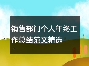 銷售部門個人年終工作總結(jié)范文精選