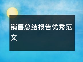 銷售總結(jié)報(bào)告優(yōu)秀范文