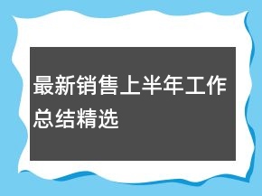 最新銷售上半年工作總結精選