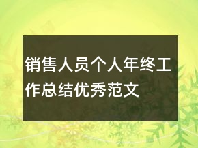 銷(xiāo)售人員個(gè)人年終工作總結(jié)優(yōu)秀范文