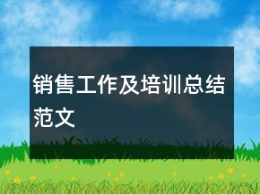 銷售工作及培訓(xùn)總結(jié)范文