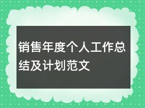 銷售年度個人工作總結(jié)及計劃范文