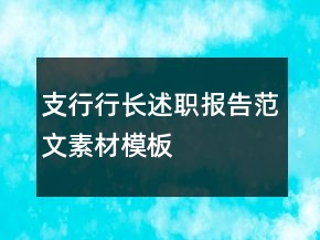 支行行長述職報(bào)告范文素材模板