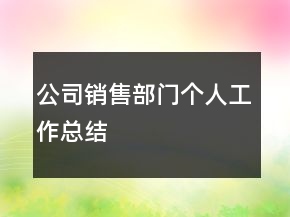 公司銷售部門個人工作總結(jié)