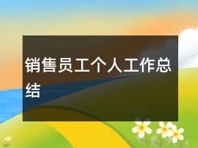 銷售員工個人工作總結(jié)