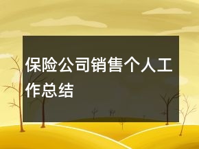 保險(xiǎn)公司銷售個(gè)人工作總結(jié)
