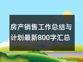 房產(chǎn)銷售工作總結(jié)與計(jì)劃最新800字匯總