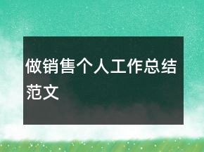 做銷售個(gè)人工作總結(jié)范文