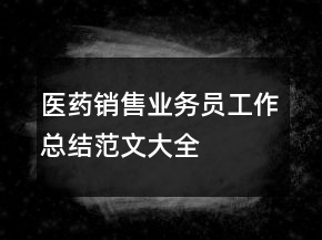 醫(yī)藥銷售業(yè)務(wù)員工作總結(jié)范文大全