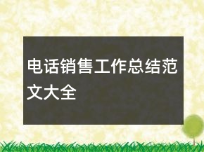 電話銷售工作總結范文大全