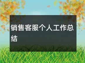 銷(xiāo)售客服個(gè)人工作總結(jié)