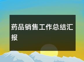 藥品銷售工作總結匯報