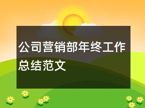 公司營(yíng)銷部年終工作總結(jié)范文