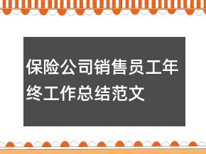 保險(xiǎn)公司銷售員工年終工作總結(jié)范文