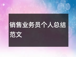 銷售業(yè)務(wù)員個(gè)人總結(jié)范文