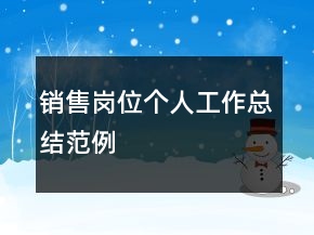 銷售崗位個(gè)人工作總結(jié)范例