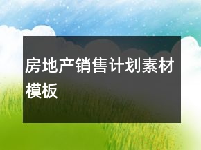 房地產(chǎn)銷售計(jì)劃素材模板
