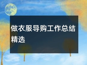 做衣服導購工作總結精選