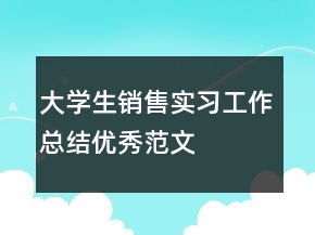 大學(xué)生銷售實(shí)習(xí)工作總結(jié)優(yōu)秀范文