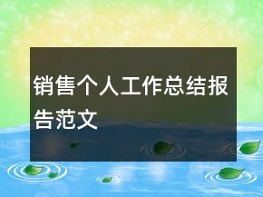 銷售個(gè)人工作總結(jié)報(bào)告范文