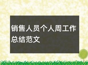 銷售人員個人周工作總結(jié)范文