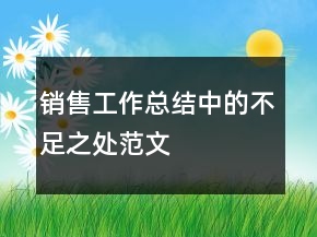 銷售工作總結(jié)中的不足之處范文