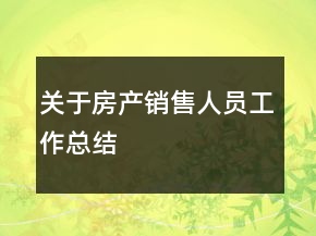 關(guān)于房產(chǎn)銷售人員工作總結(jié)