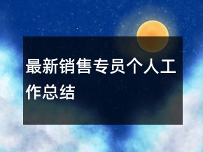 最新銷售專員個人工作總結(jié)