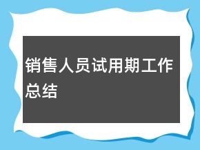 銷(xiāo)售人員試用期工作總結(jié)