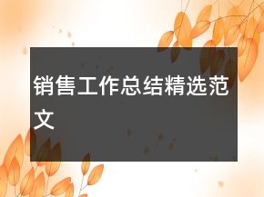 銷售工作總結(jié)精選范文