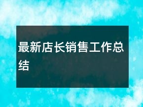 最新店長銷售工作總結