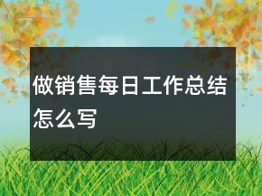 做銷售每日工作總結怎么寫