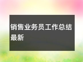 銷售業(yè)務員工作總結最新